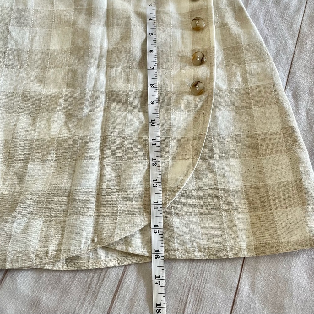 NWT Madewell Linen Skirt Women’s 4 Cream Tulip Wrap Mini Neutral Gingham Preppy - Picture 11 of 13